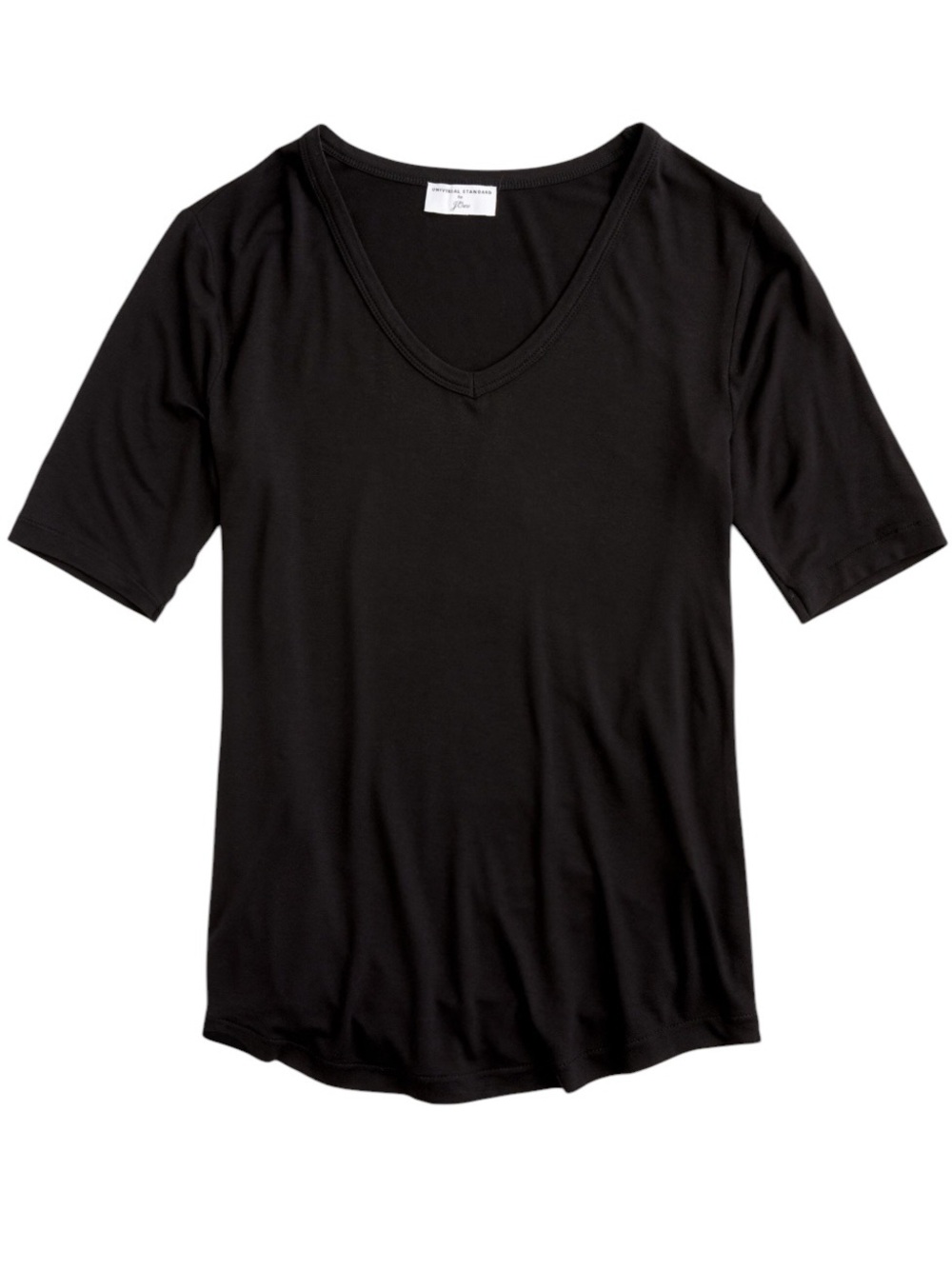 Universal Standard for J. Crew soft black tee shirt short sleeve v-neck Large